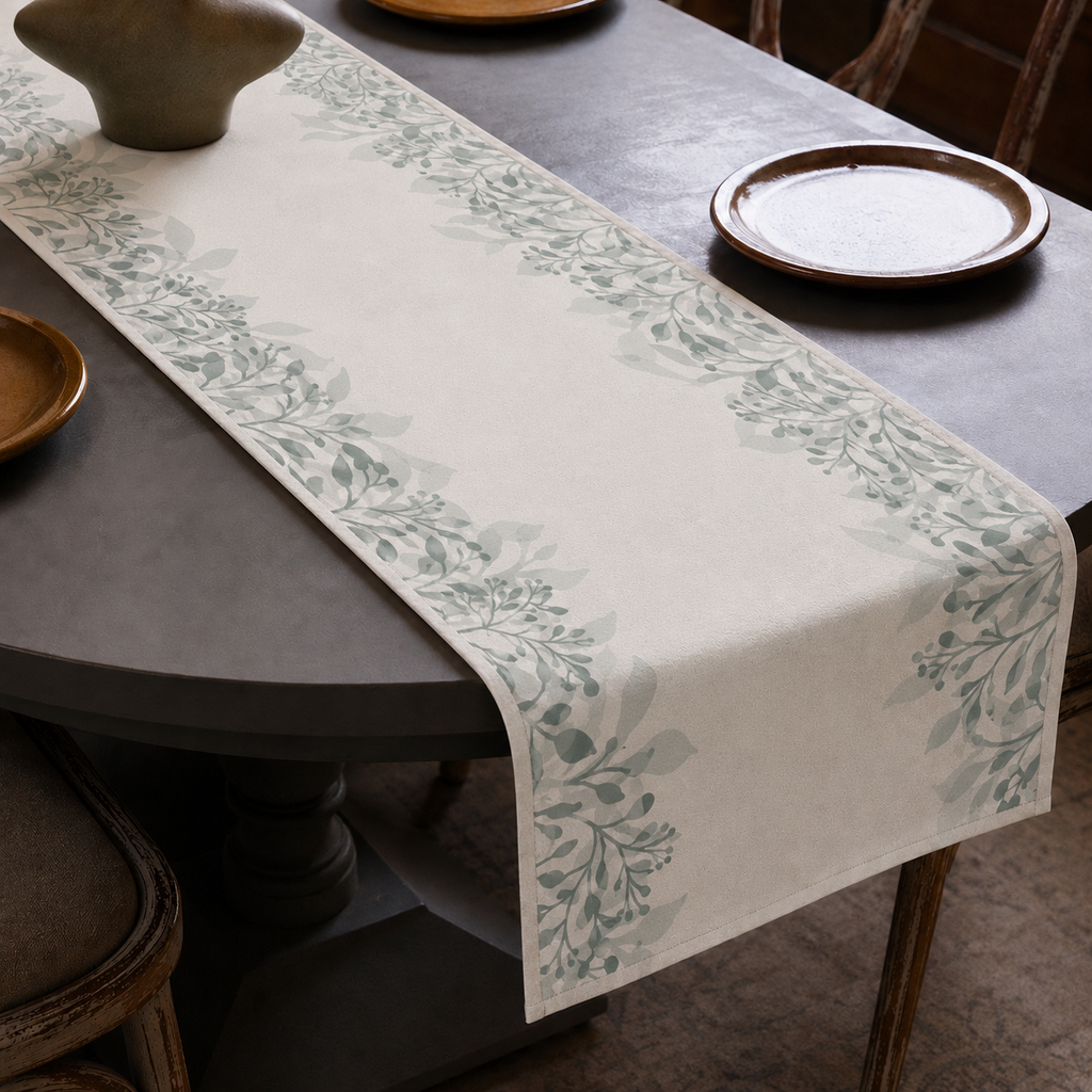 Blue Botanical Table Runner