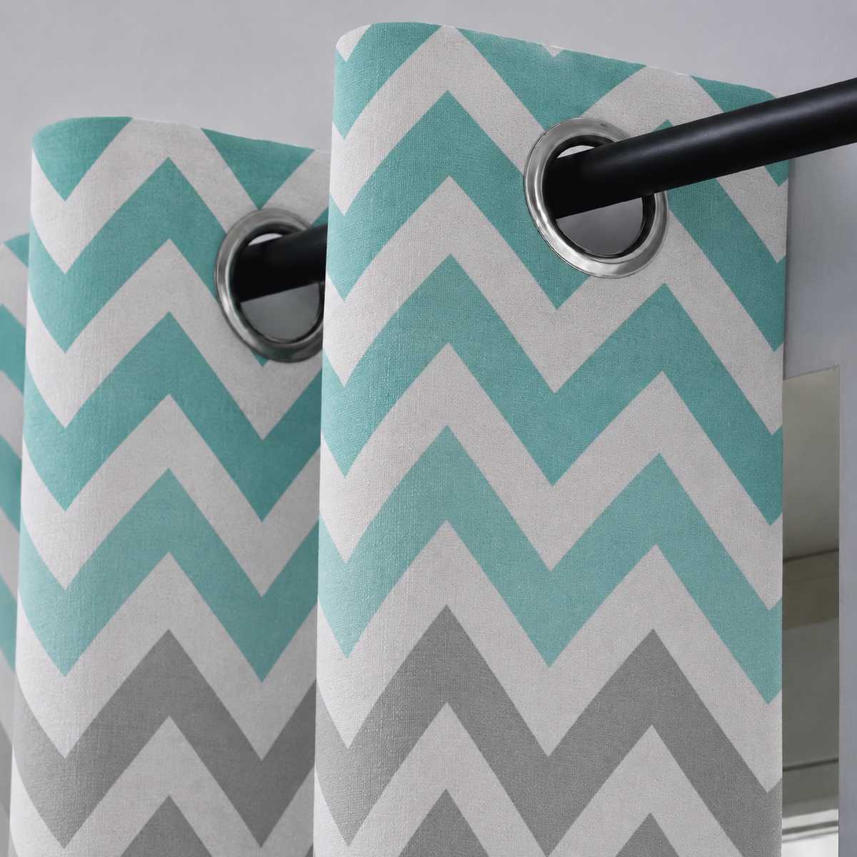 Blue Zigzag Curtain