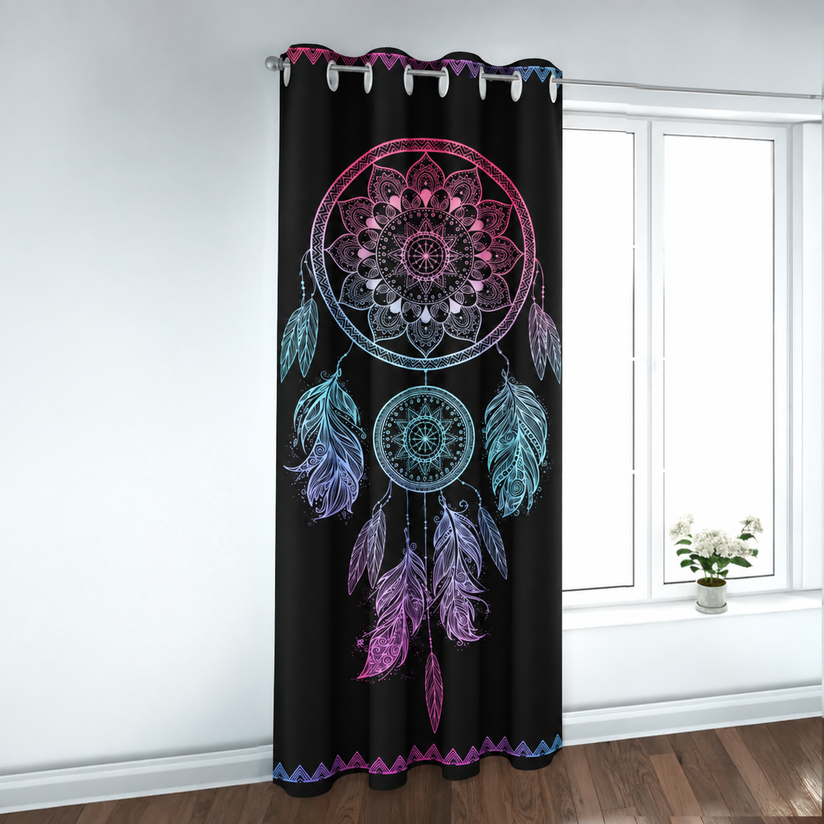 The Ethereal Neon-Gradient Mandala Panel