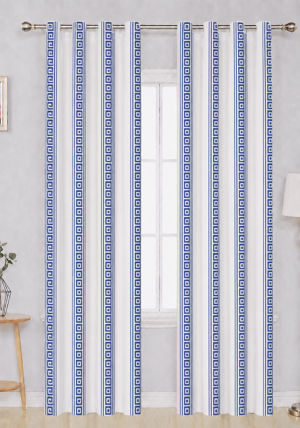 Blue Greek Curtain