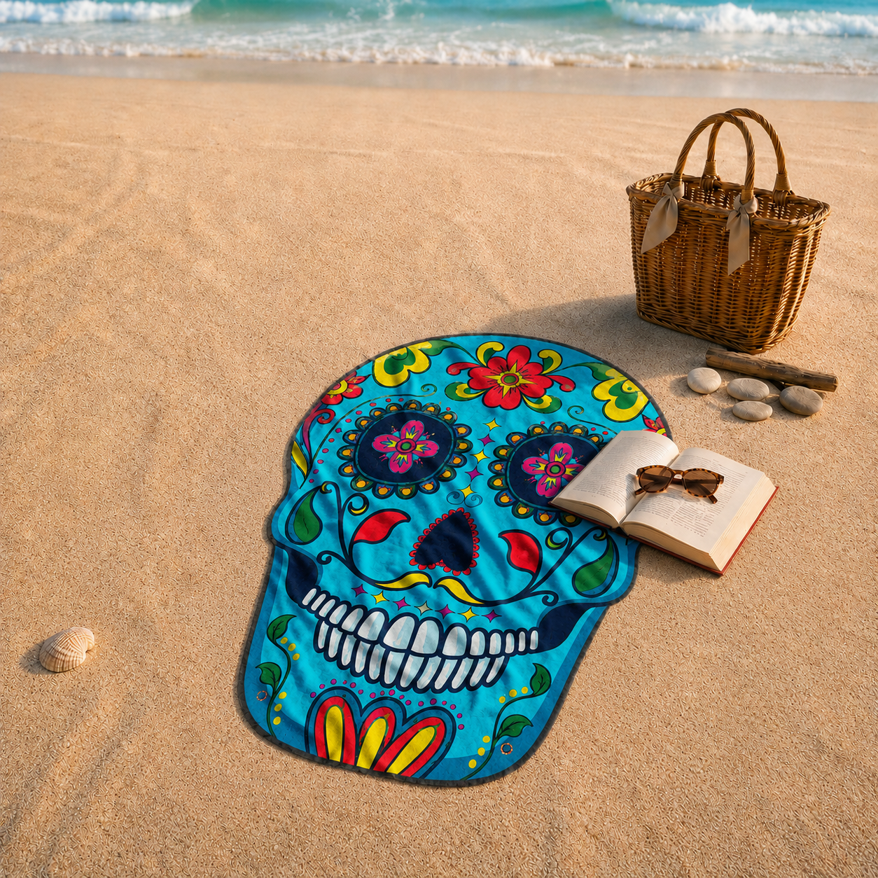 The Sugar Skull Beach Blanket