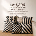 Set of 6 black and white cushions