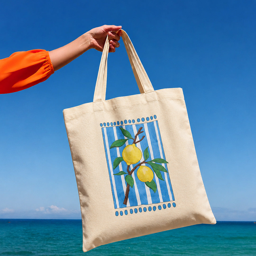 Spacious lemon tote bag