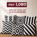 Set of 6 black and white cushions