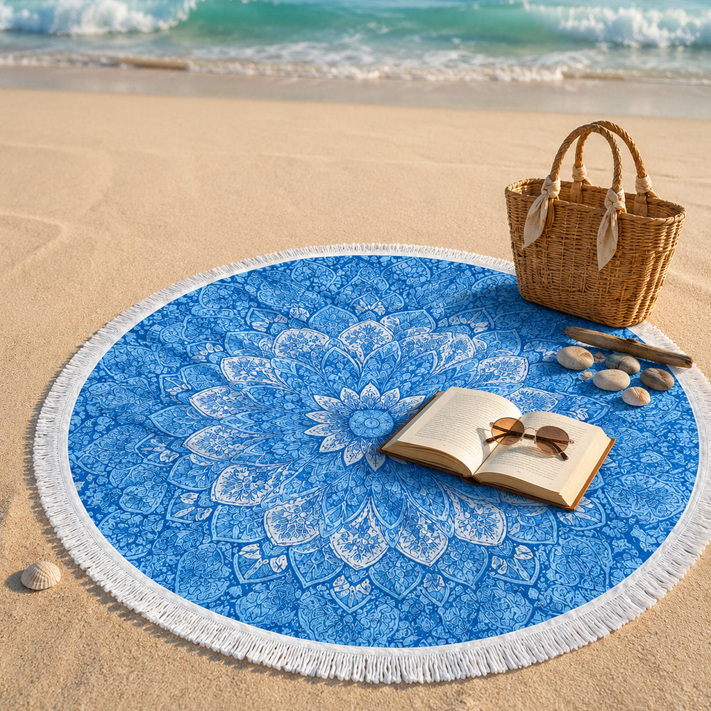 The Blue Mandala Beach Blanket