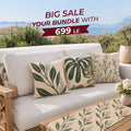 Green Leaves Table Runner & 3 Cushions Bundle