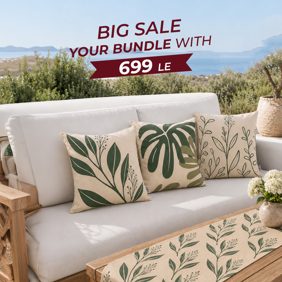 Green Leaves Table Runner & 3 Cushions Bundle