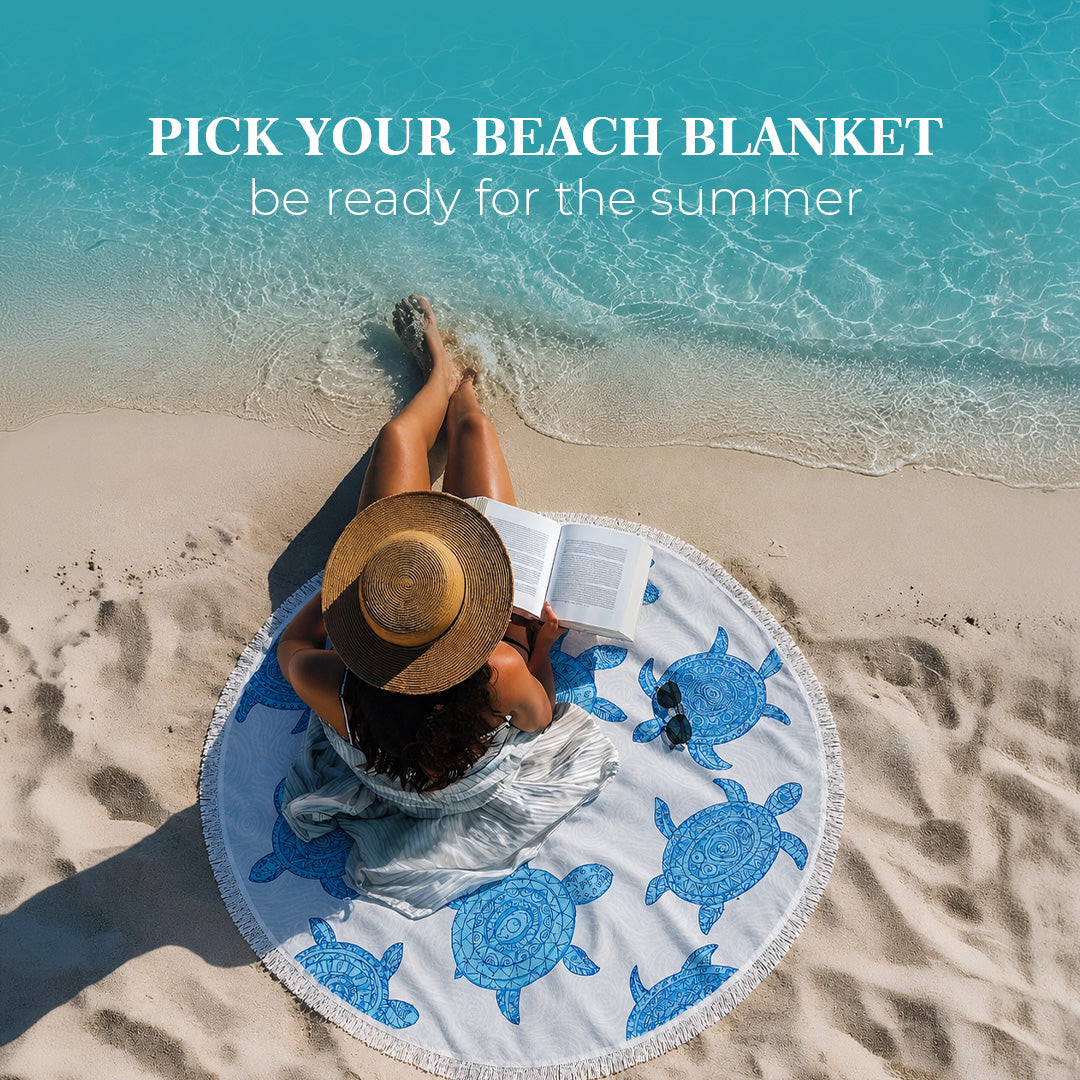 Tiny Blue Turtles Beach Blanket