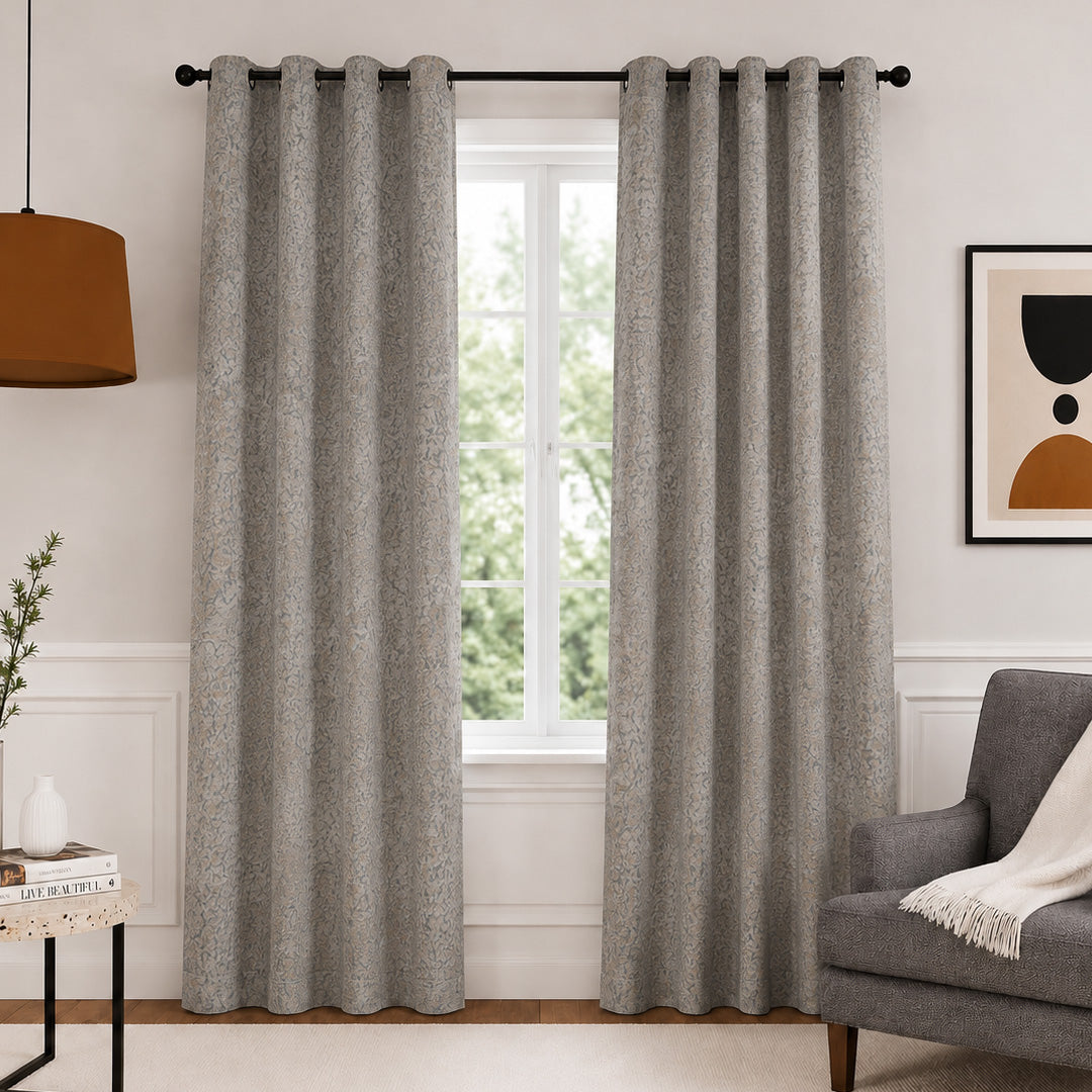 Grey Jacquard Curtain