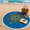 The Floral Sea Turtle Beach Blanket