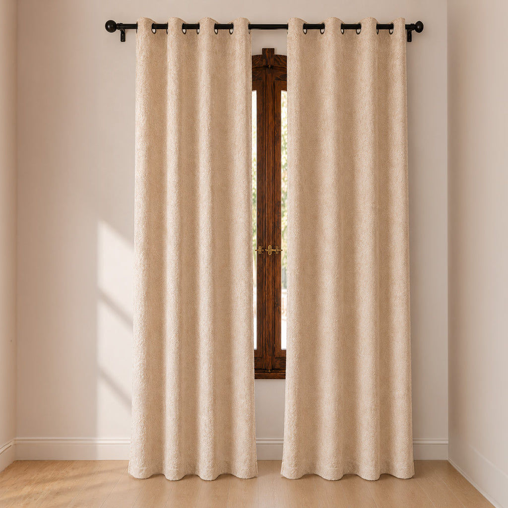 Blush Textured Jacquard Curtain