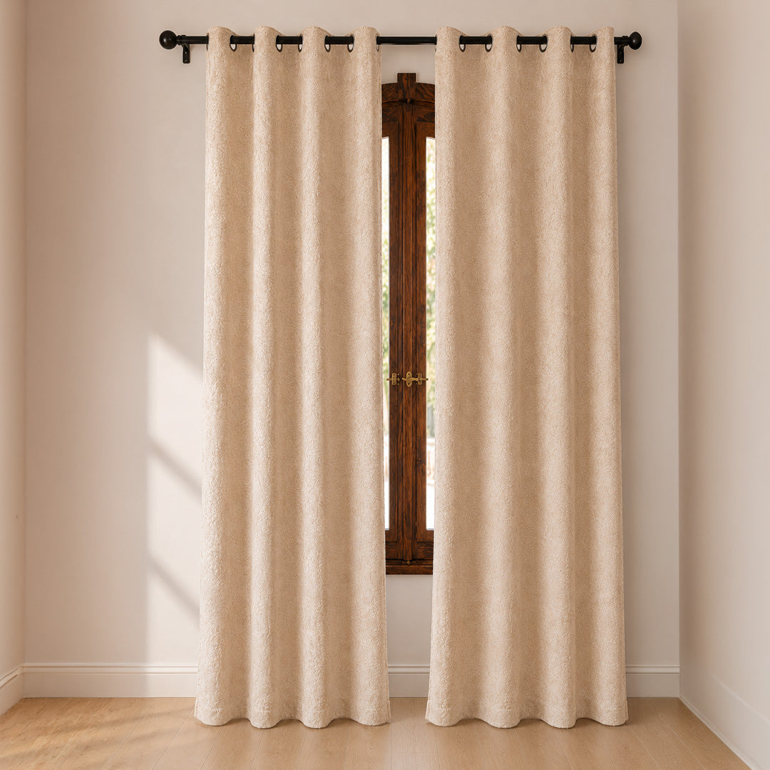 Blush Textured Jacquard Curtain