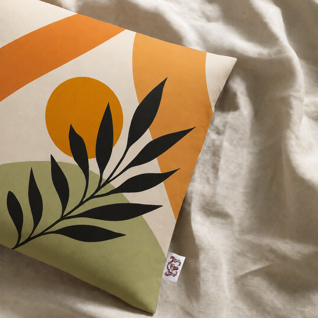 Ochre Horizon Abstract Cushion