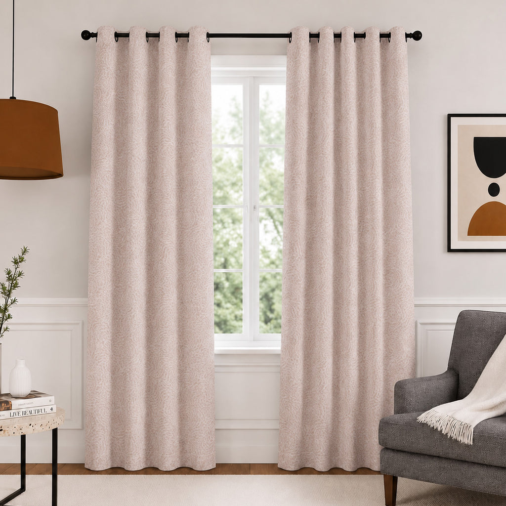 Blush Textured Jacquard Curtain