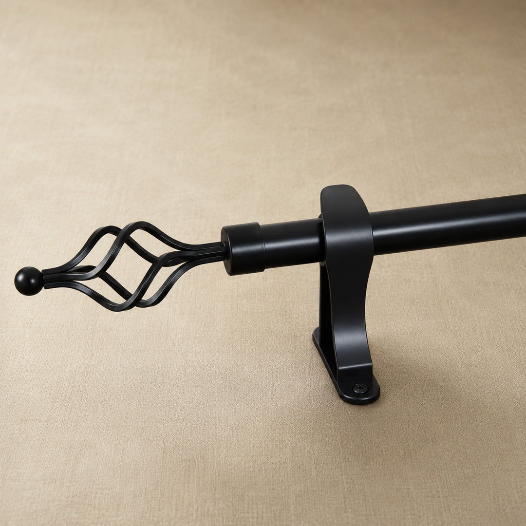 Black Single Curtain Rod Set