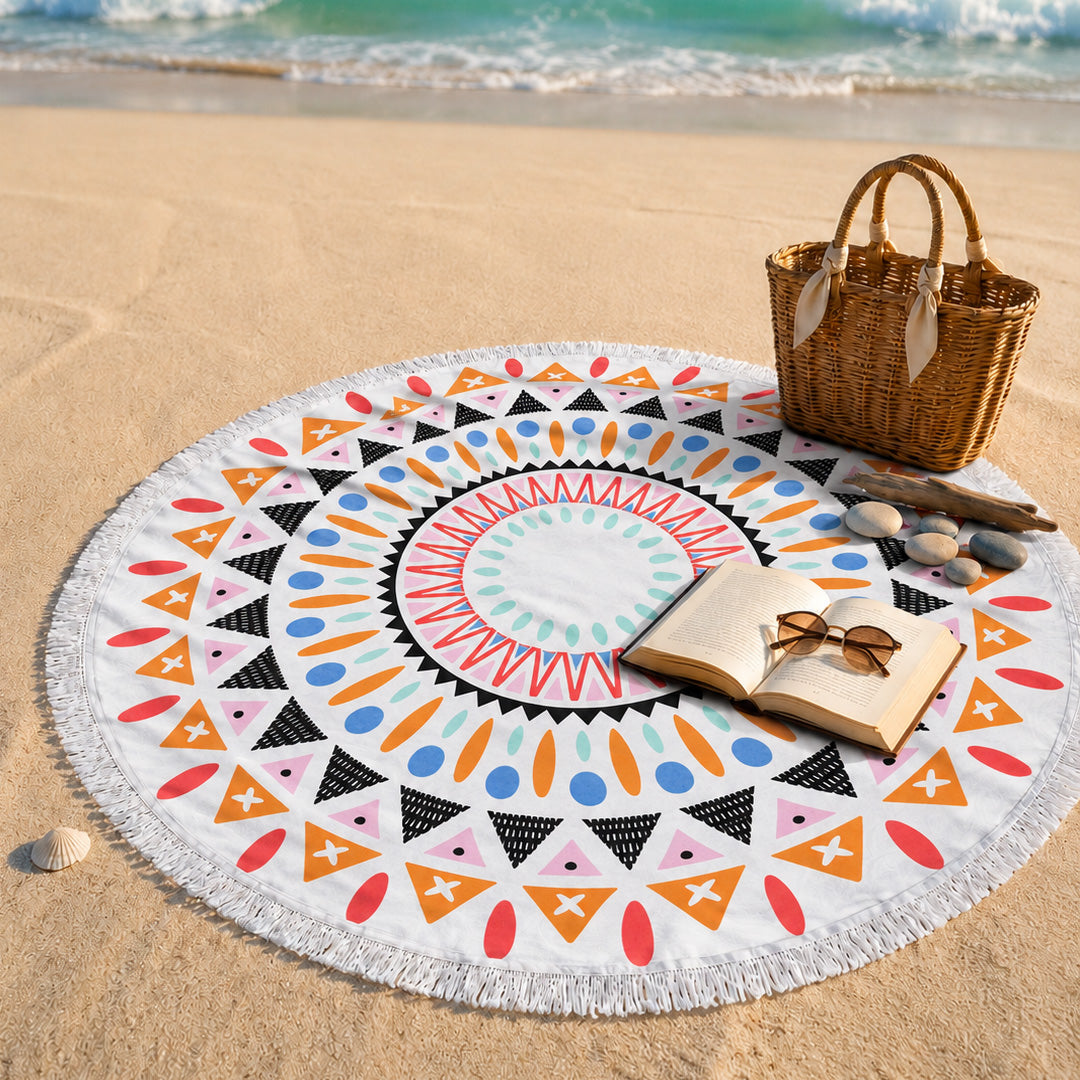 Pinkish Mandela Beach Blanket