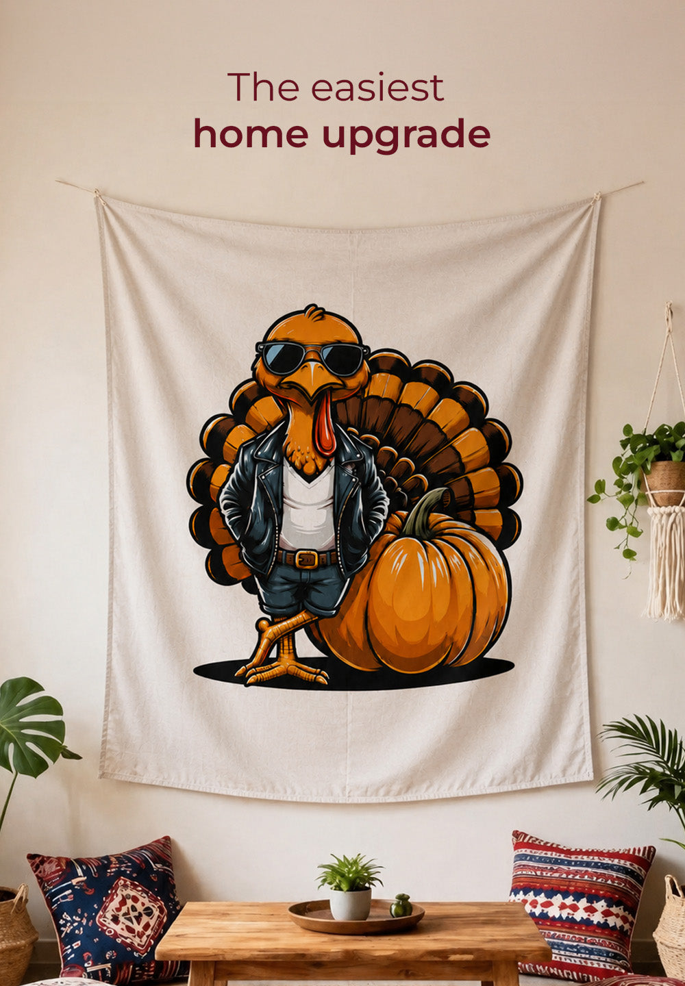Cool Guy Biker Turkey Tapestry