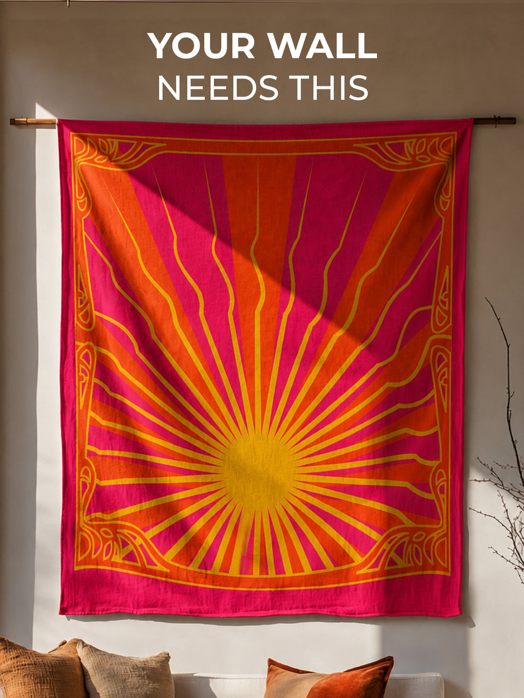 Retro Psychedelic Sunburst Wall Tapestry