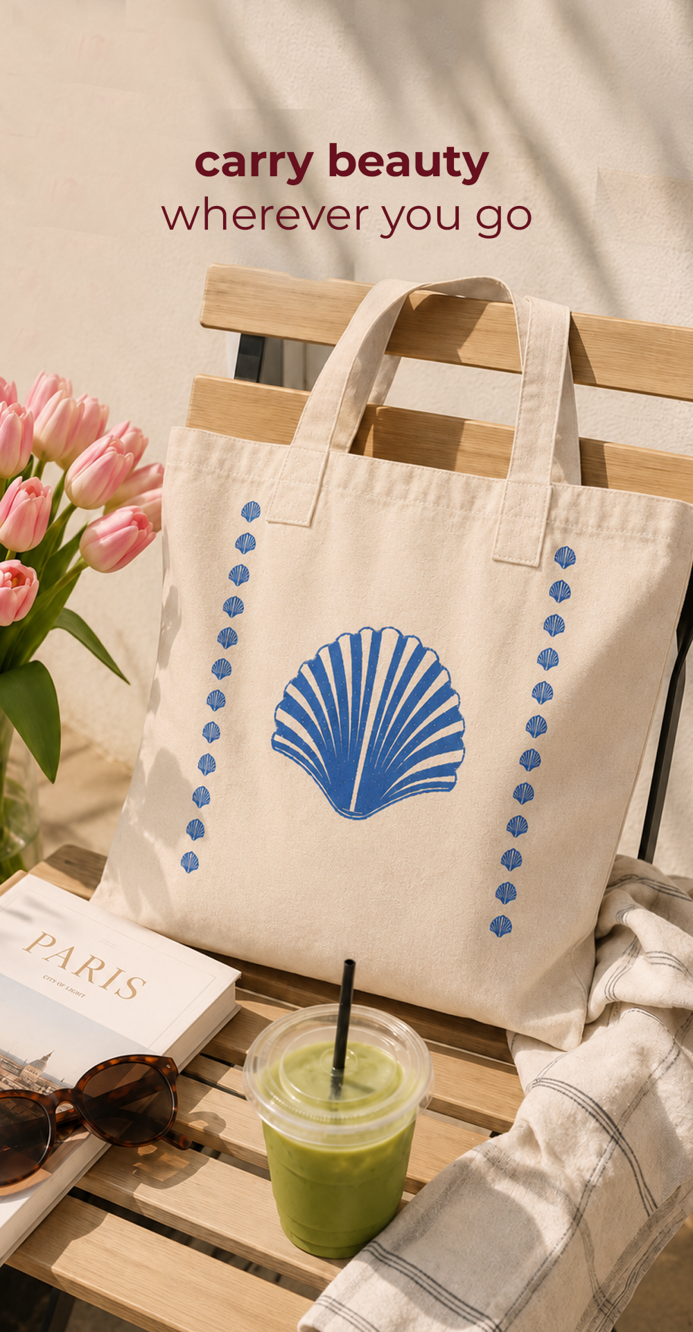 Nautical Cobalt Blue Seashell Tote Bag