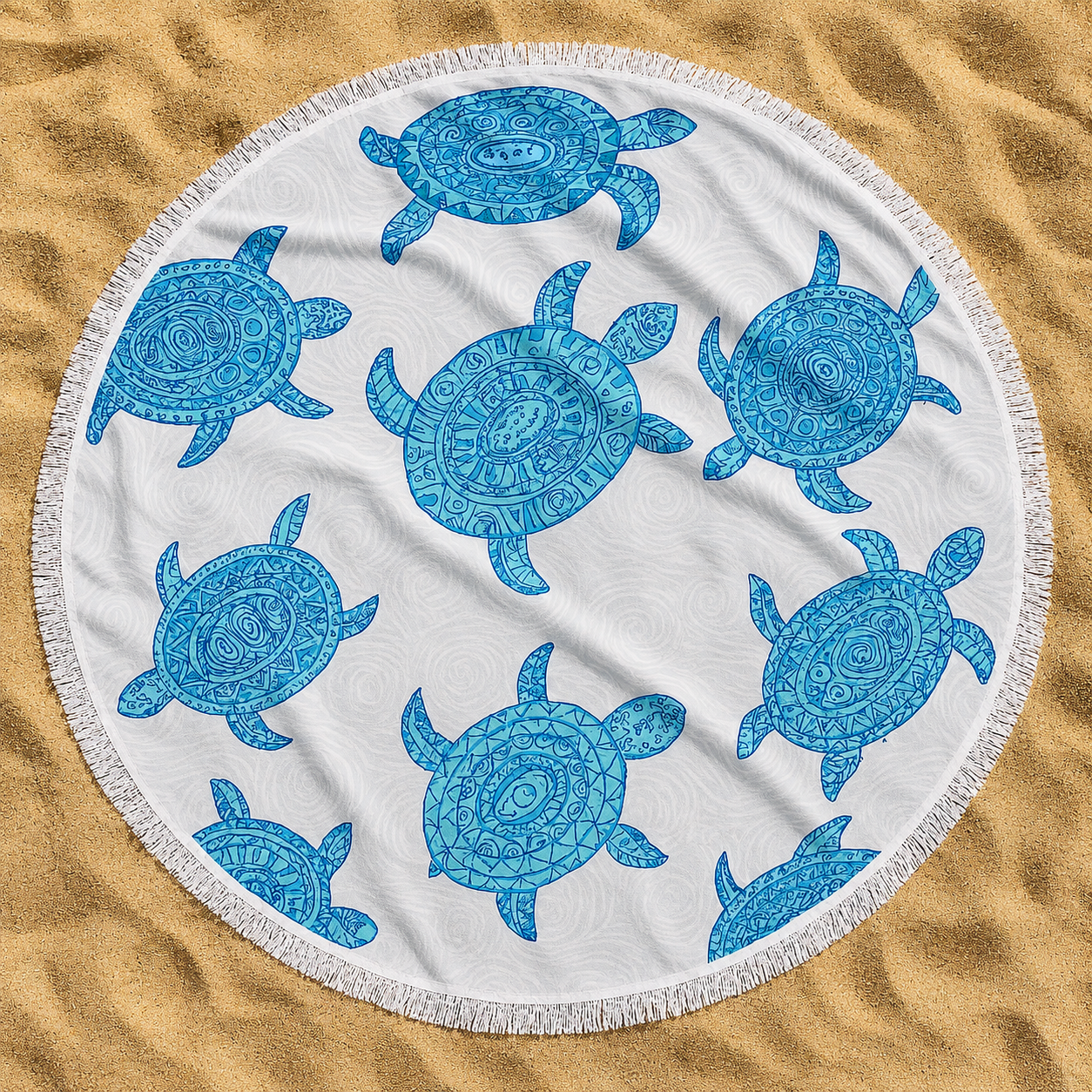 Tiny Blue Turtles Beach Blanket