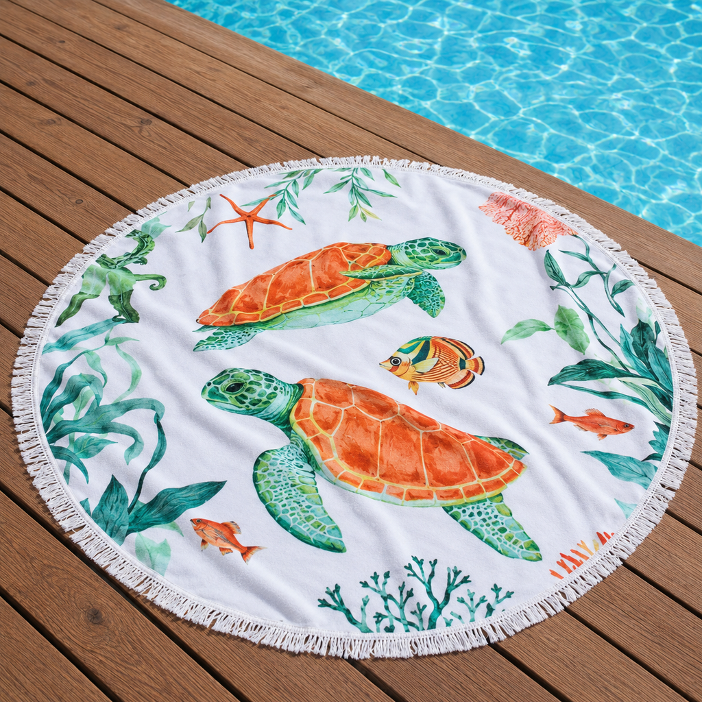 Orange Sea Turtle Beach Blanket