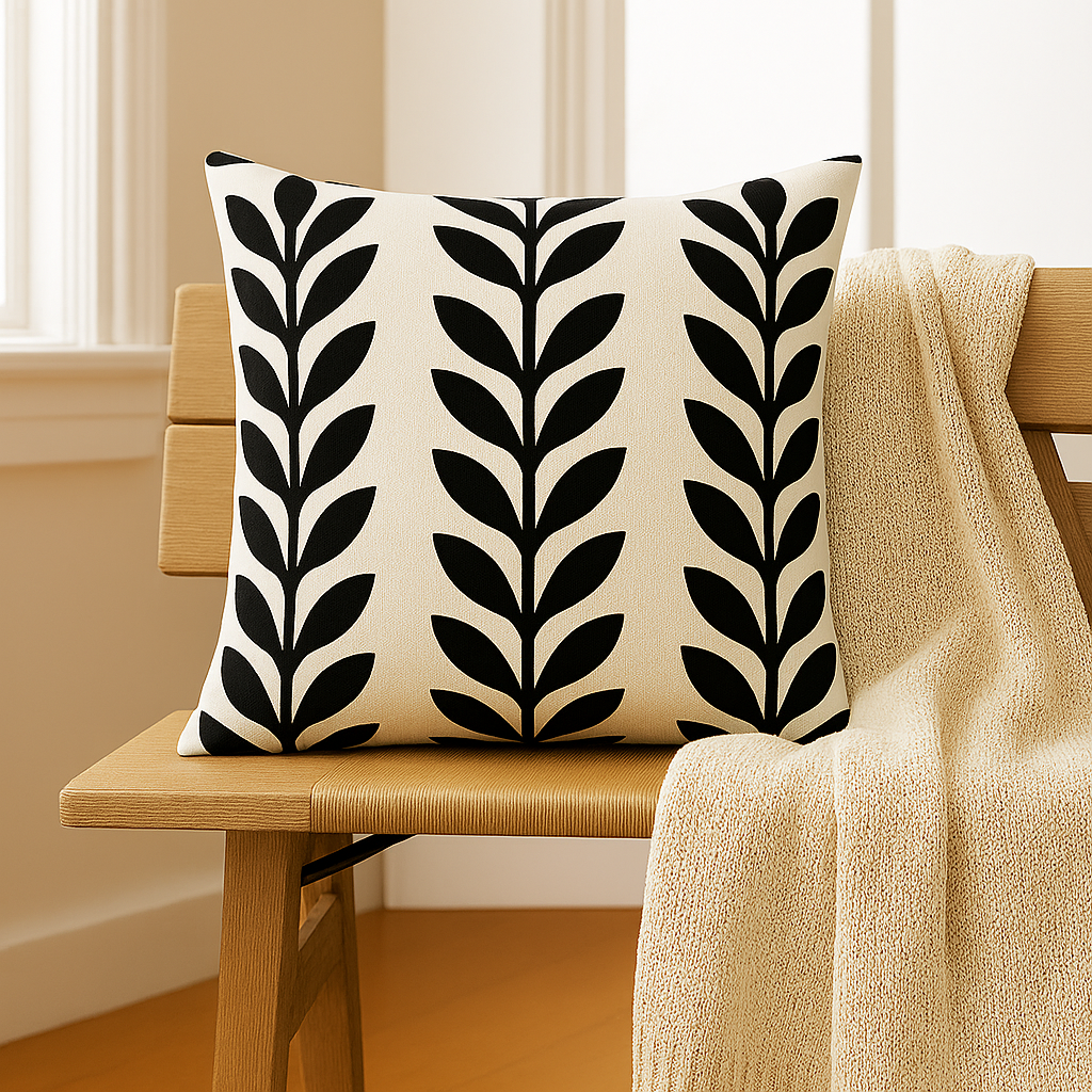 Set of 6 black and white cushions