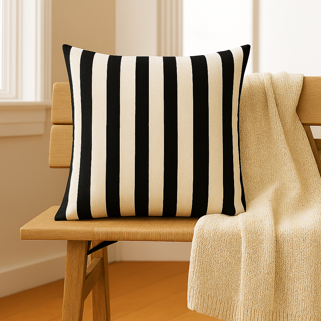 Set of 6 black and white cushions