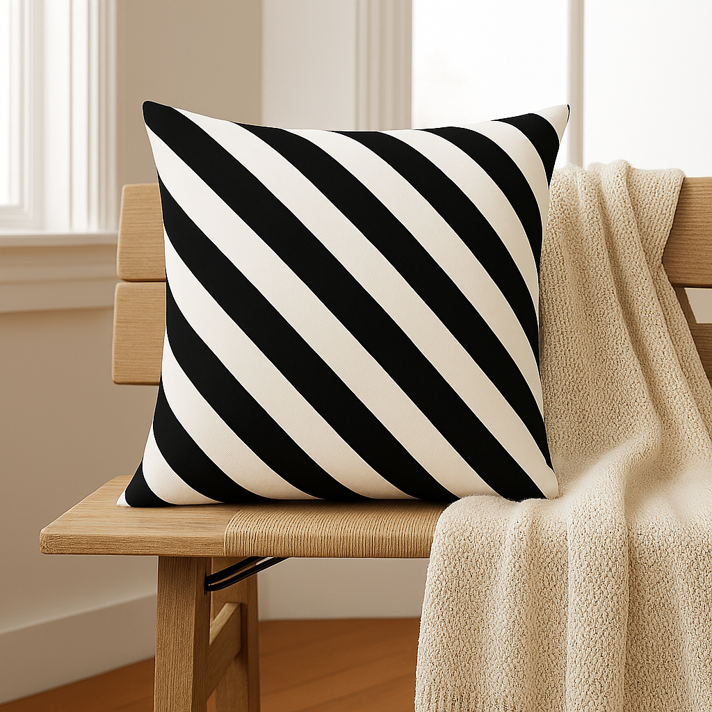 Set of 6 black and white cushions