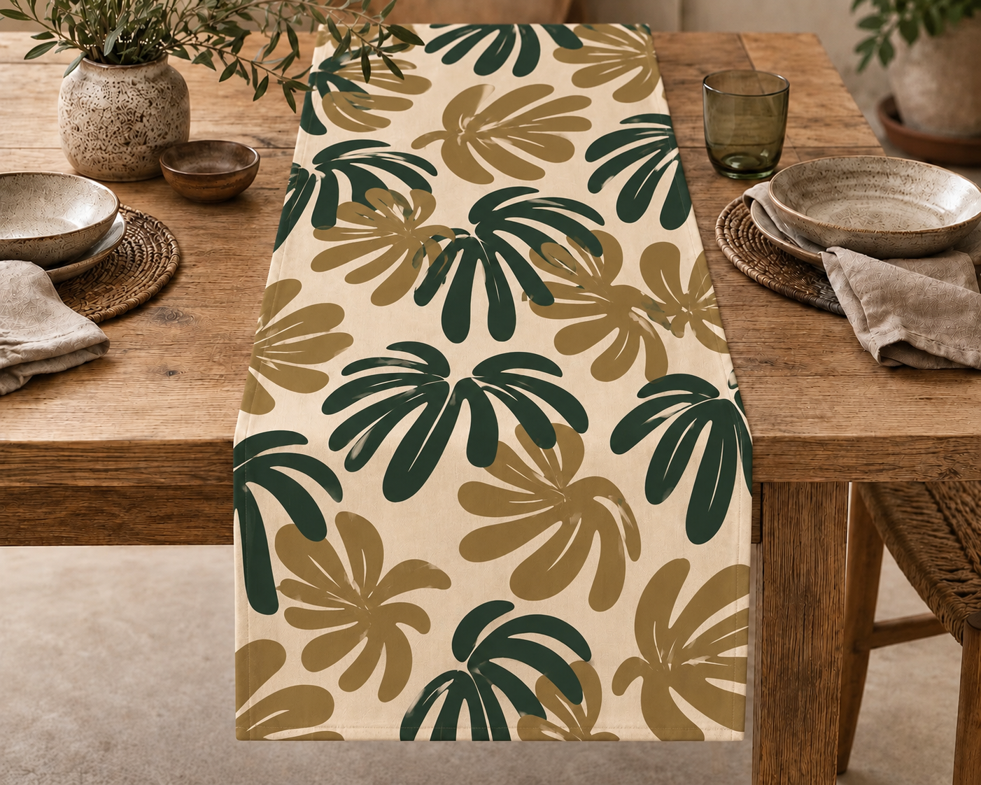 Botanical Leaves Table Runner