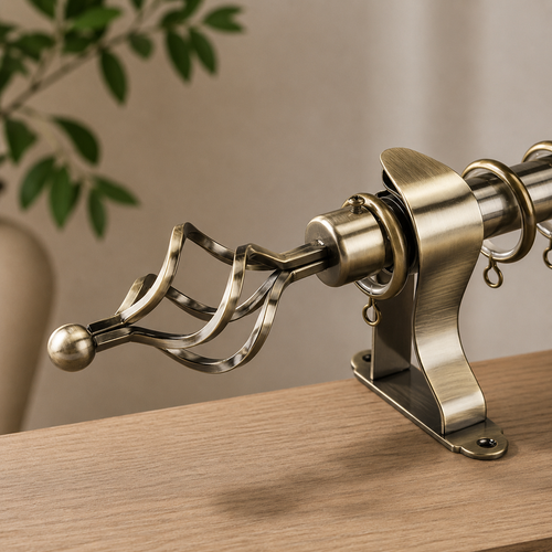 Black Single Curtain Rod Set