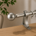 Silver Ball Single Curtain Rod Set