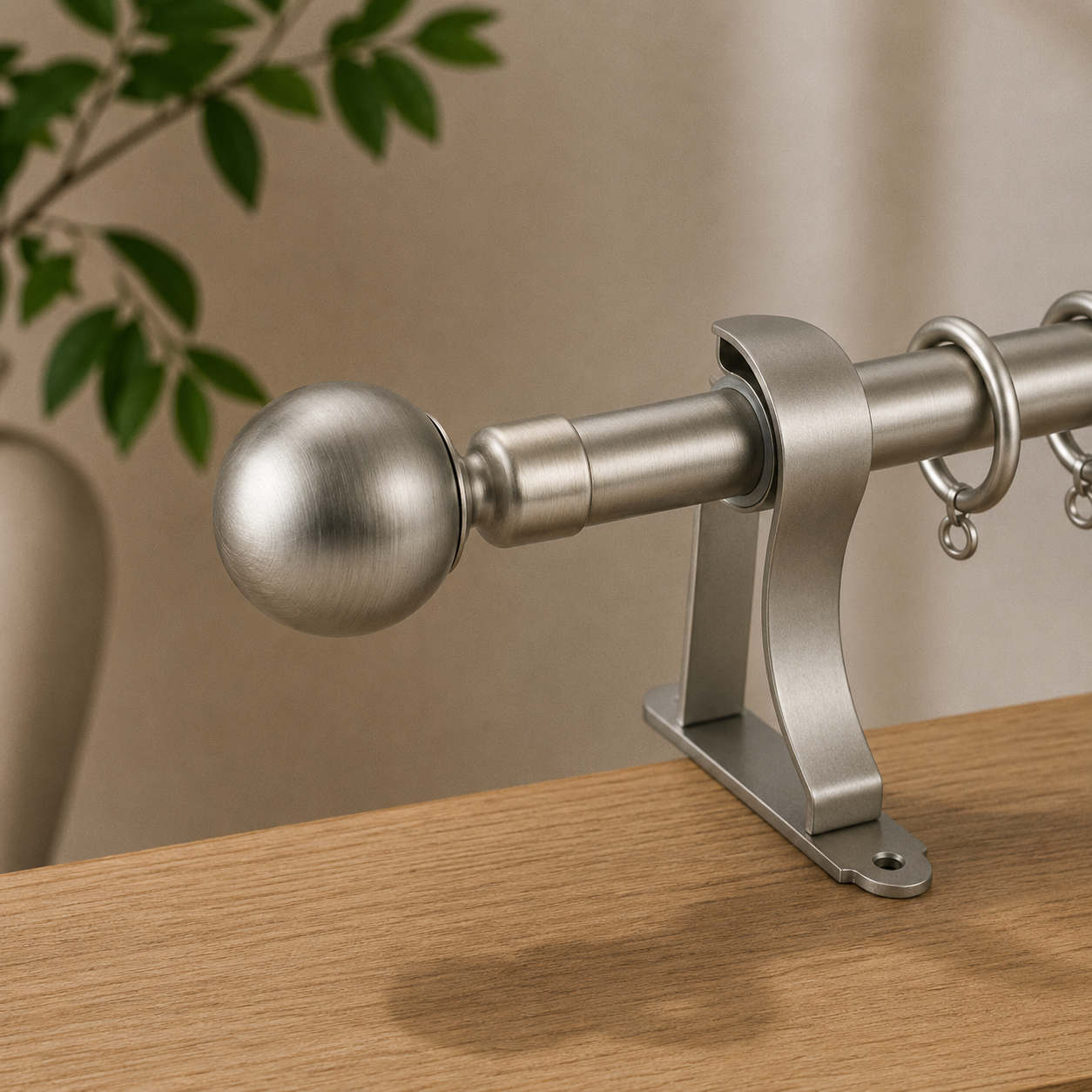 Copper Ball Single Curtain Rod Set