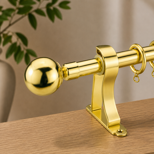 Black Ball Single Curtain Rod Set