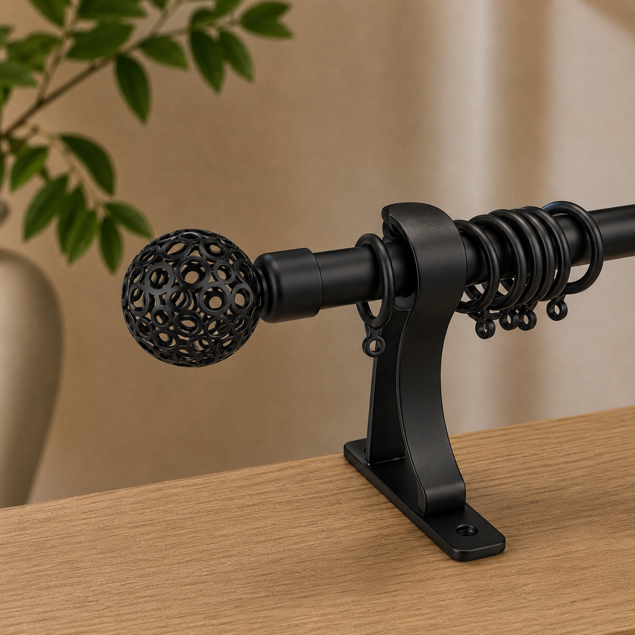 Copper Elegant Single Curtain Rod Set