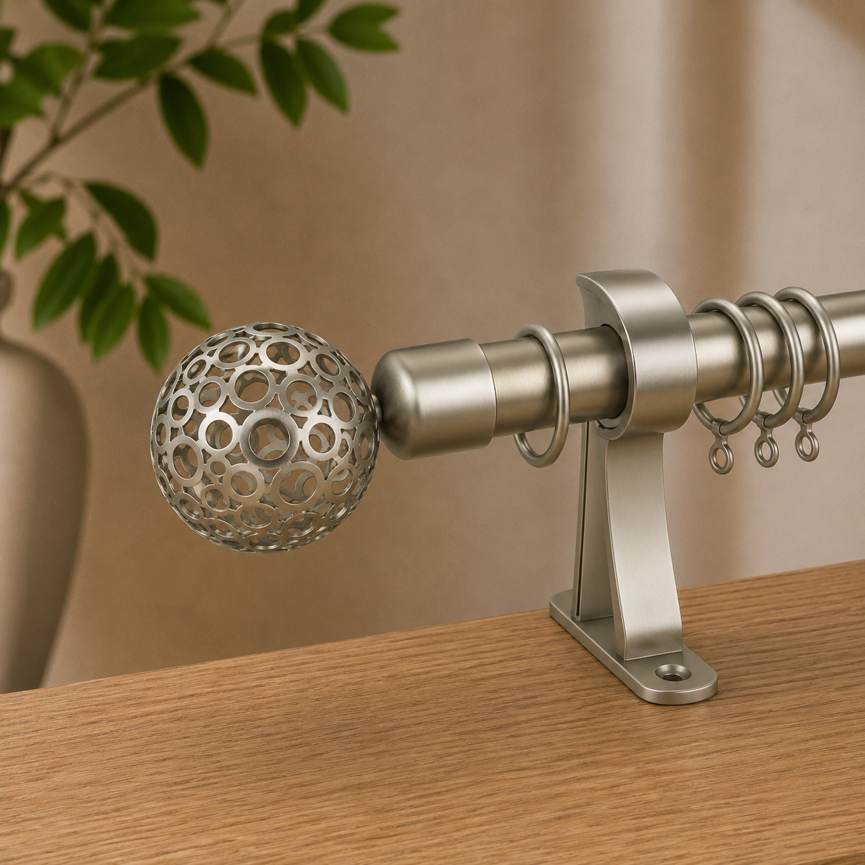 Copper Elegant Single Curtain Rod Set