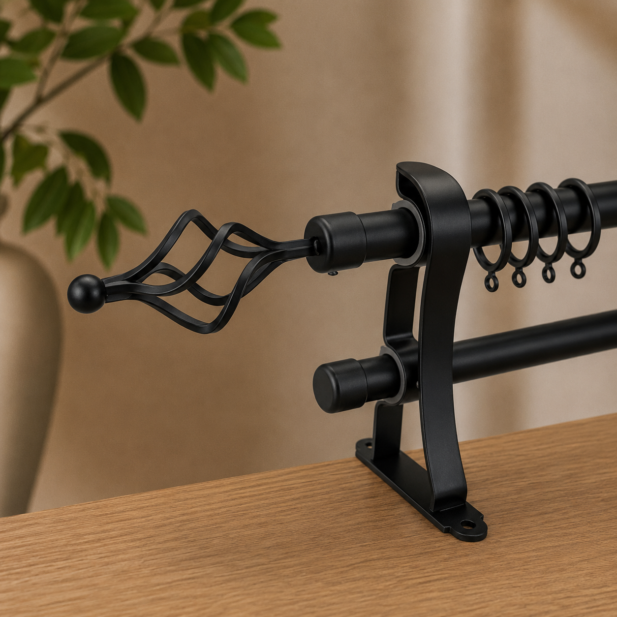 Copper Double Curtain Rod Set