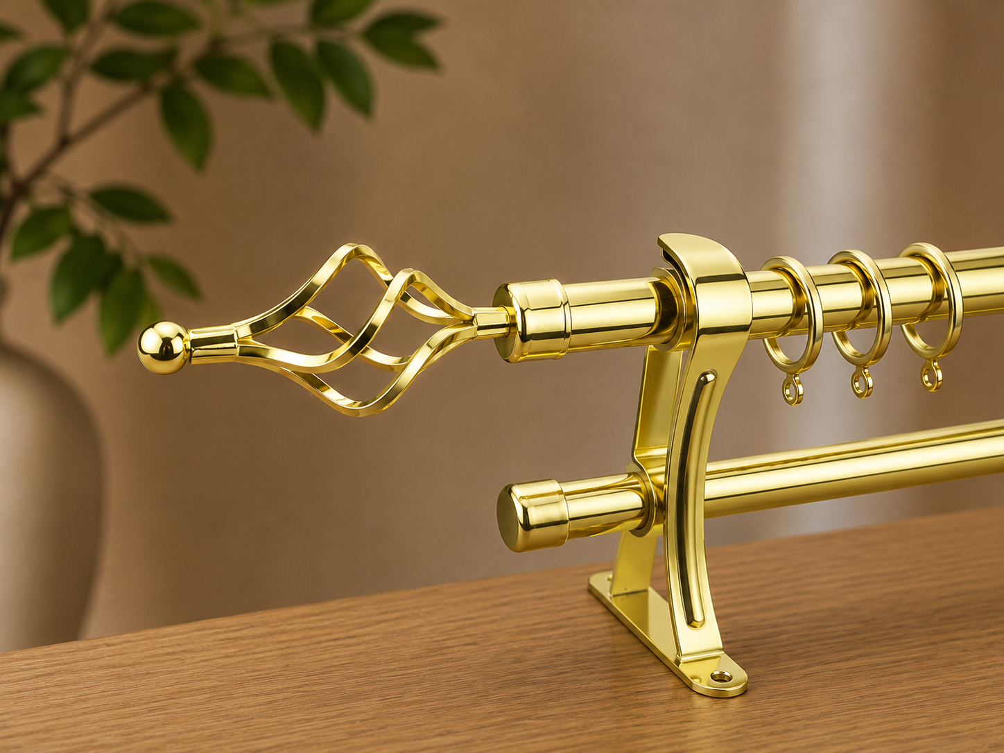 Copper Double Curtain Rod Set