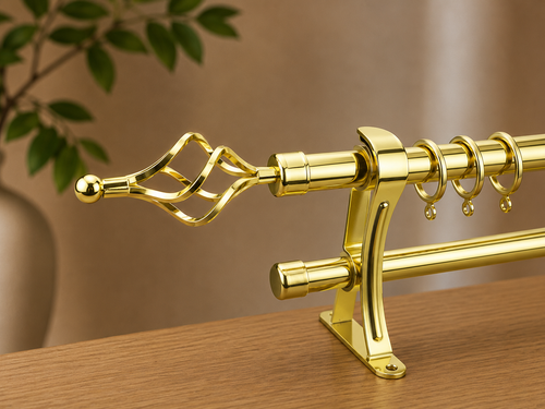 Black Double Curtain Rod Set