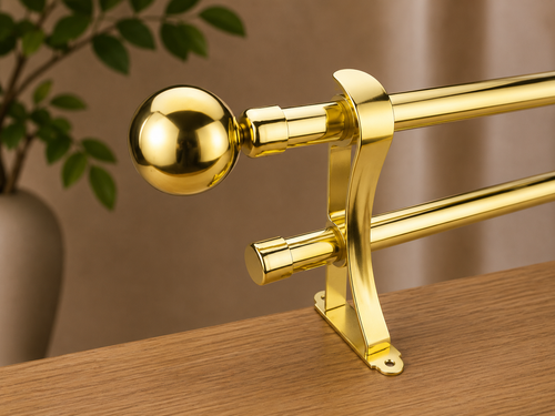 Black Ball Double Curtain Rod Set