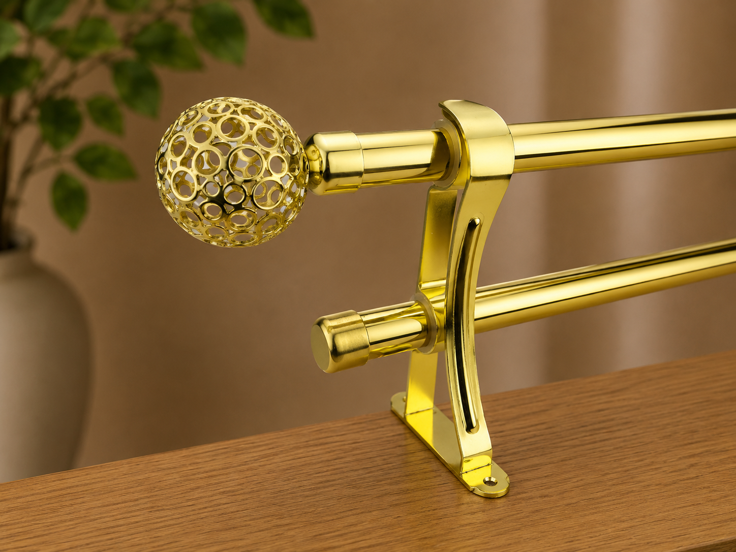 Silver Elegant Double Curtain Rod Set