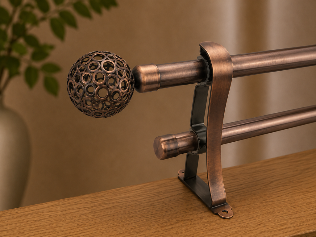 Silver Elegant Double Curtain Rod Set