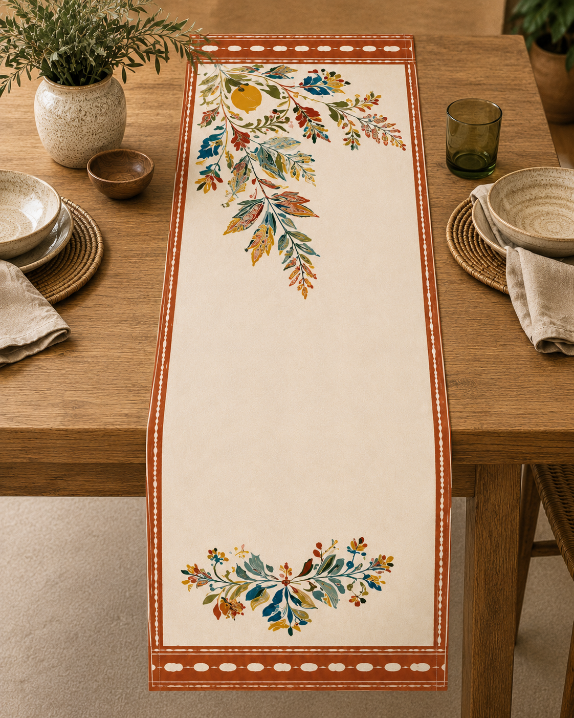 Tropical Leaves Table Runner