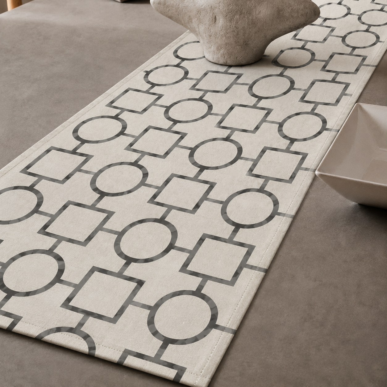 Grey Foliage Table Runner