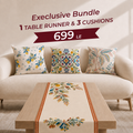Citrus & Botanical Table Runner & 3-Cushion Decor Bundle