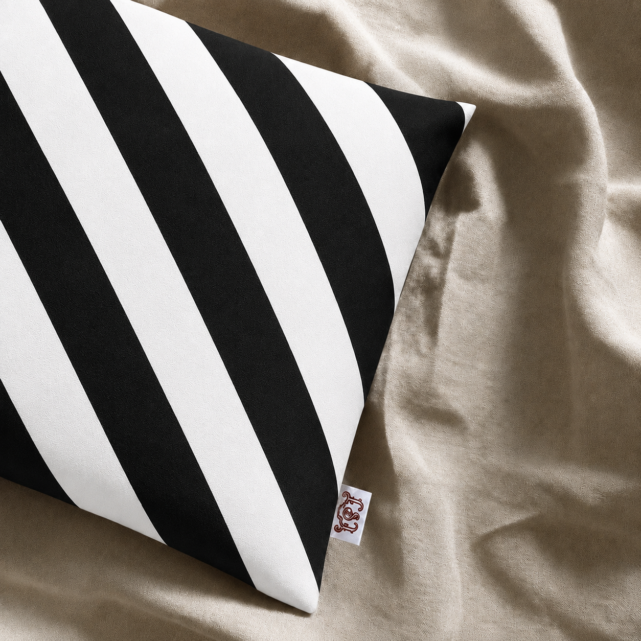 Oblique Noir Stripe Cushion