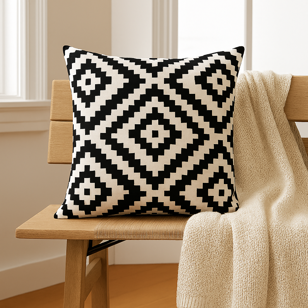 Pixelated Diamond Mosaic Cushion