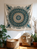 Sapphire Symphony Mandala Wall Tapestry