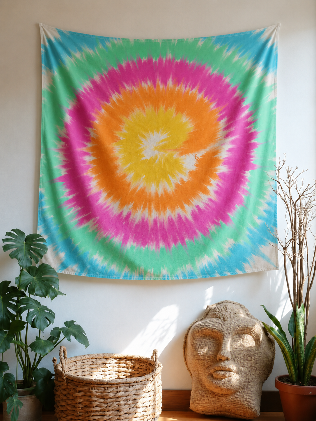 Retro Pastel Tie-Dye Wall Tapestry