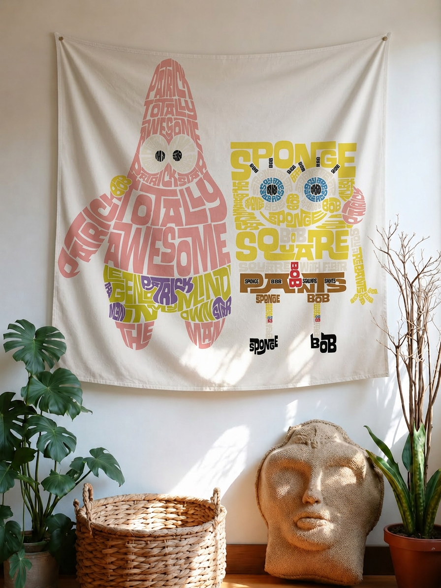 Nautical Best Friends Typographic Pop Art Tapestry