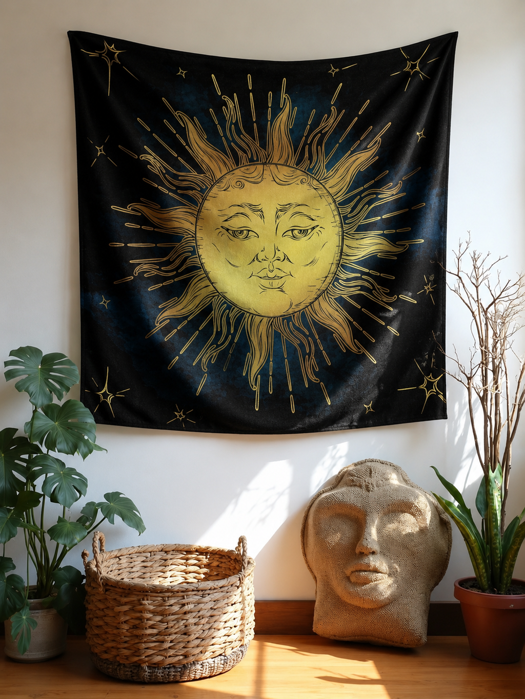 Mystical Celestial Sun &amp; Stars Tapestry